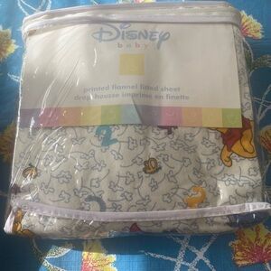 Disney Baby Flannel Fitted Sheet with Winnie the Pooh Eeyore Piglet
